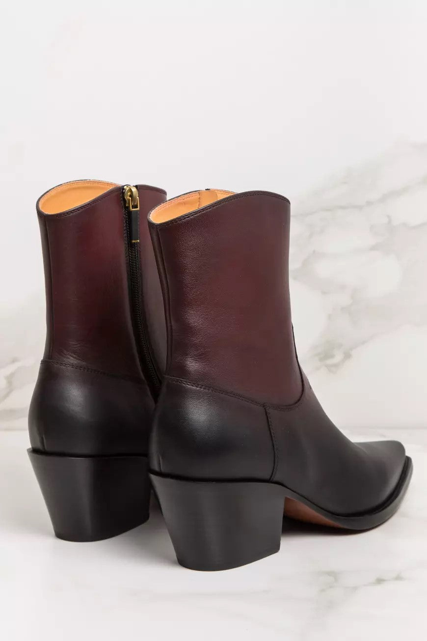 DIOR LEATHER BOOTS IN BLACK AND BURGUNDY