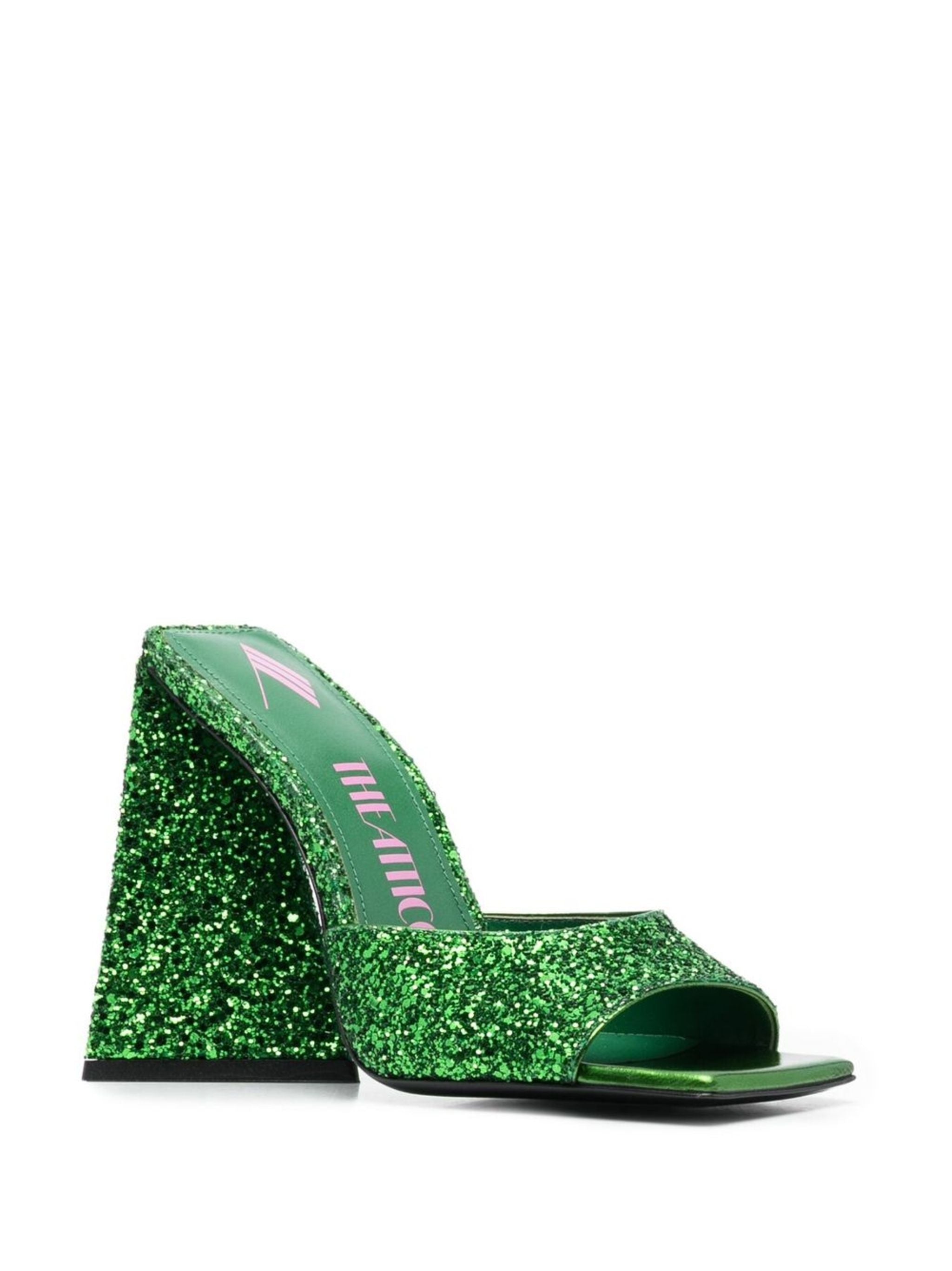 THE ATTICO GREEN LUZ SANDALS WITH GLITTER