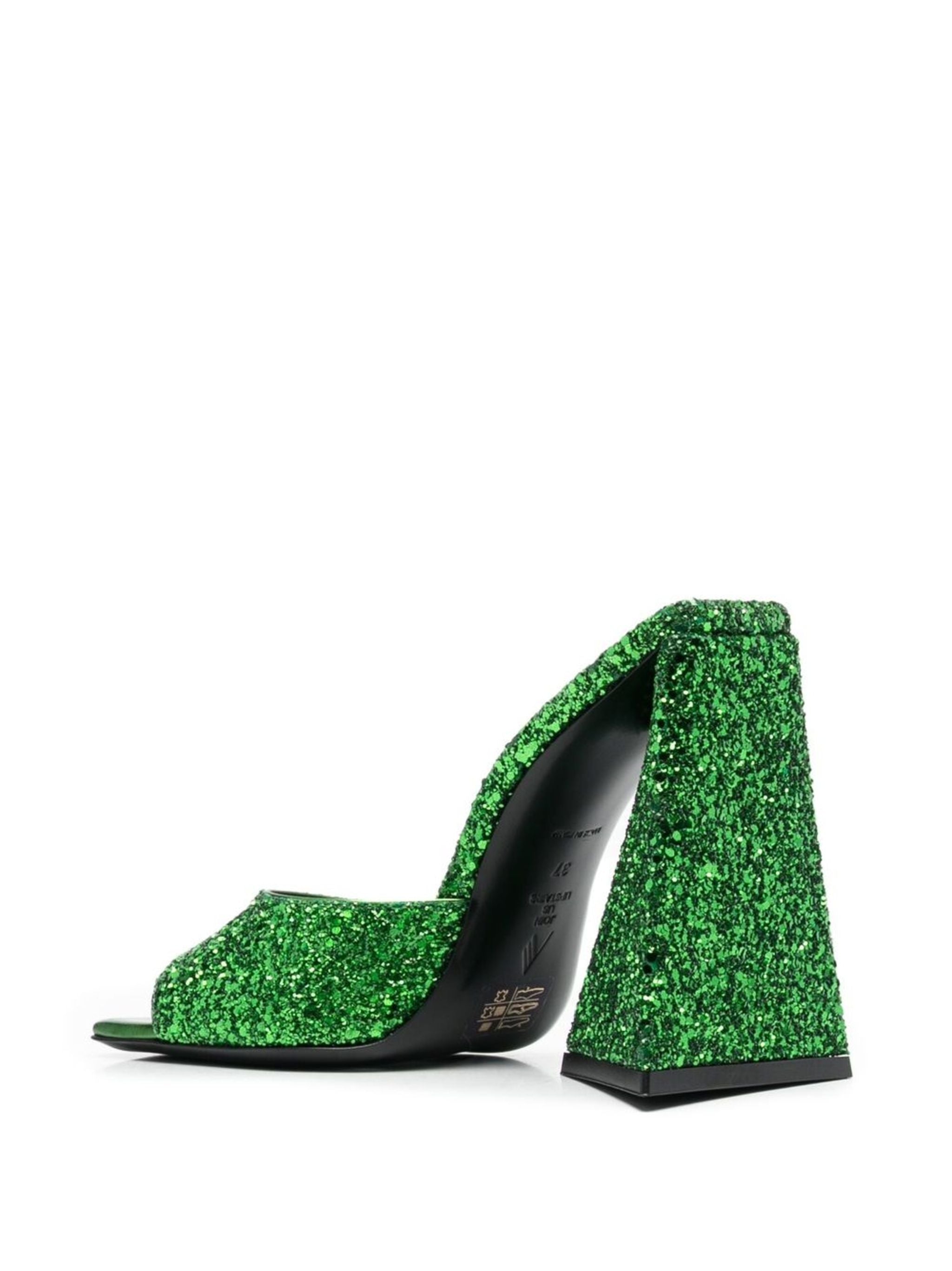 THE ATTICO GREEN LUZ SANDALS WITH GLITTER