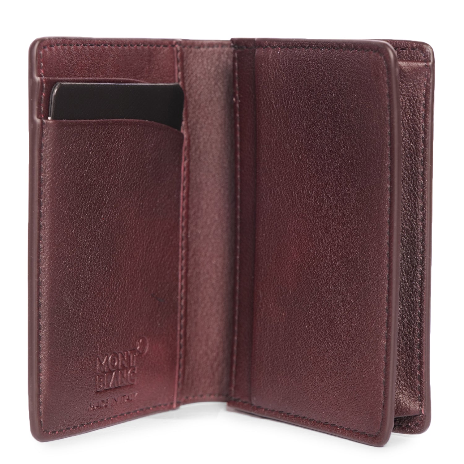 MONT BLANC LEATHER BUSINESS CARD HOLDER IN BURGUNDY