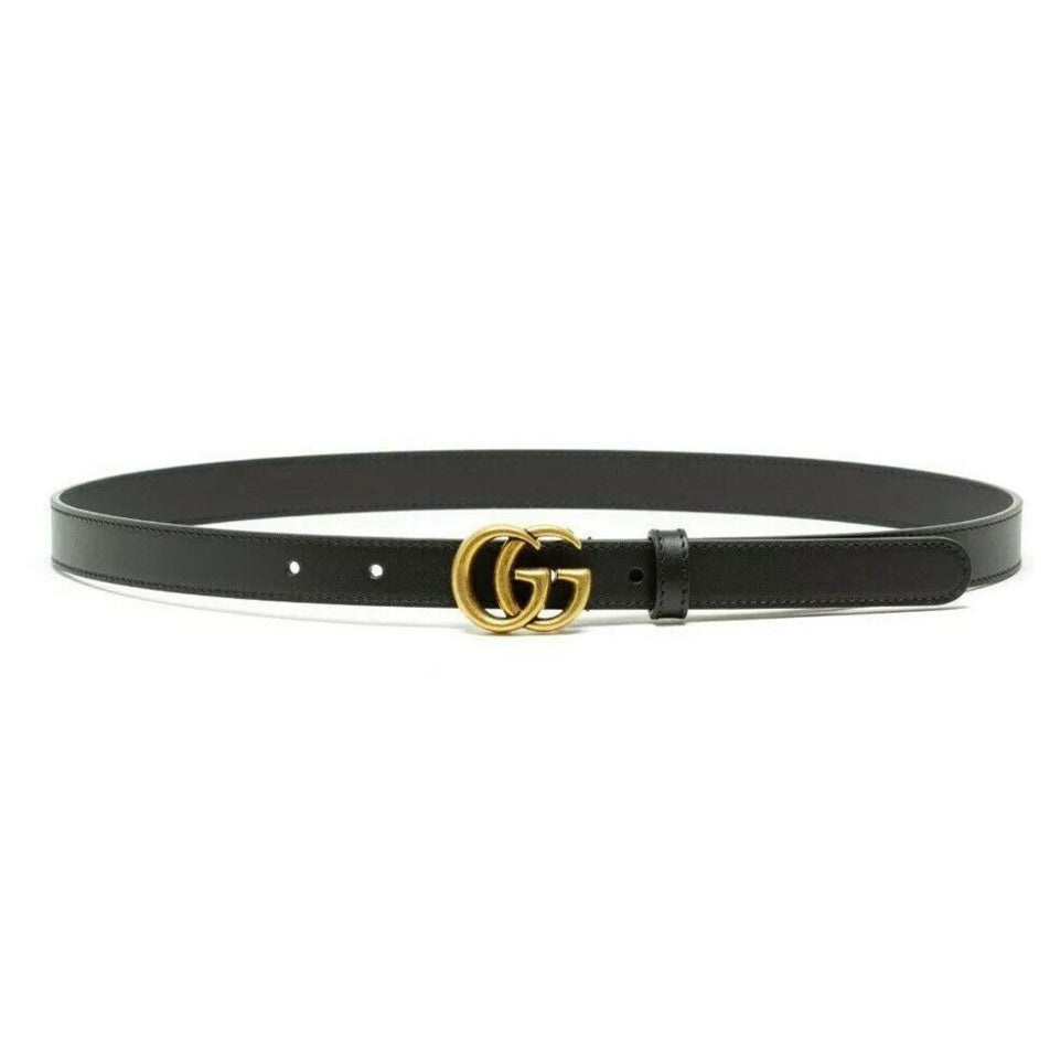 GUCCI GG MARMONT THIN LEATHER BELT WITH SHINY BUCKLE