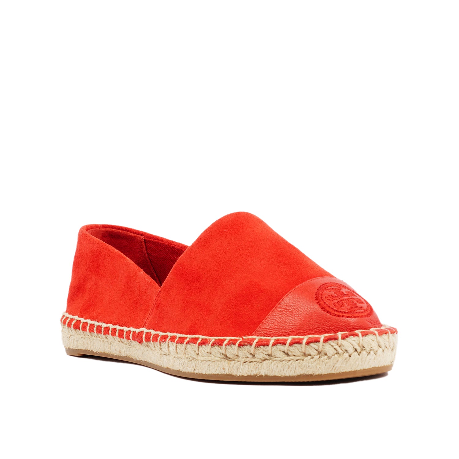 TORY BURCH COLOR BLOCK FLAT ESPADRILLE IN RED