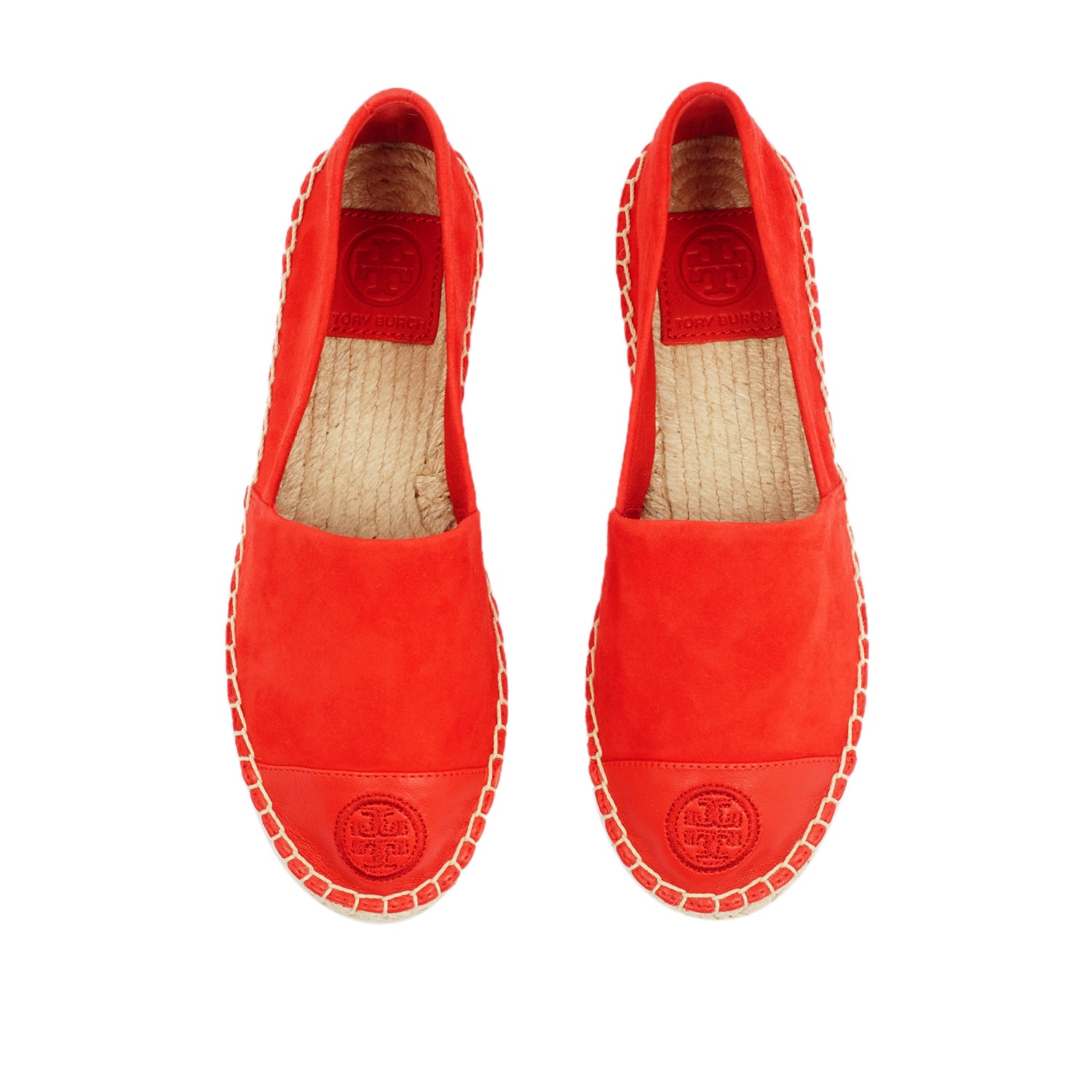 TORY BURCH COLOR BLOCK FLAT ESPADRILLE IN RED