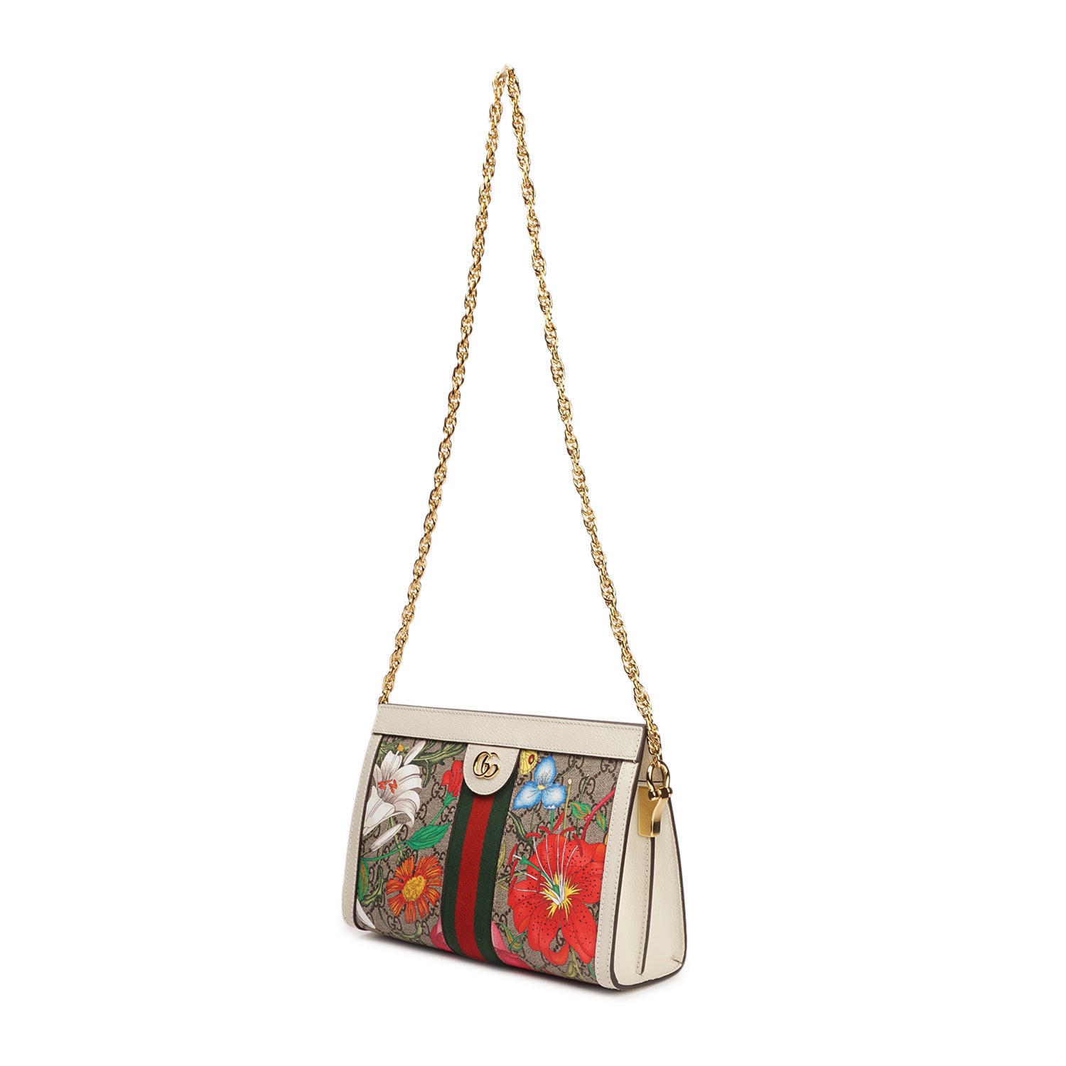 GUCCI OPHIDIA GG FLORA SMALL SHOULDER BAG IN RED