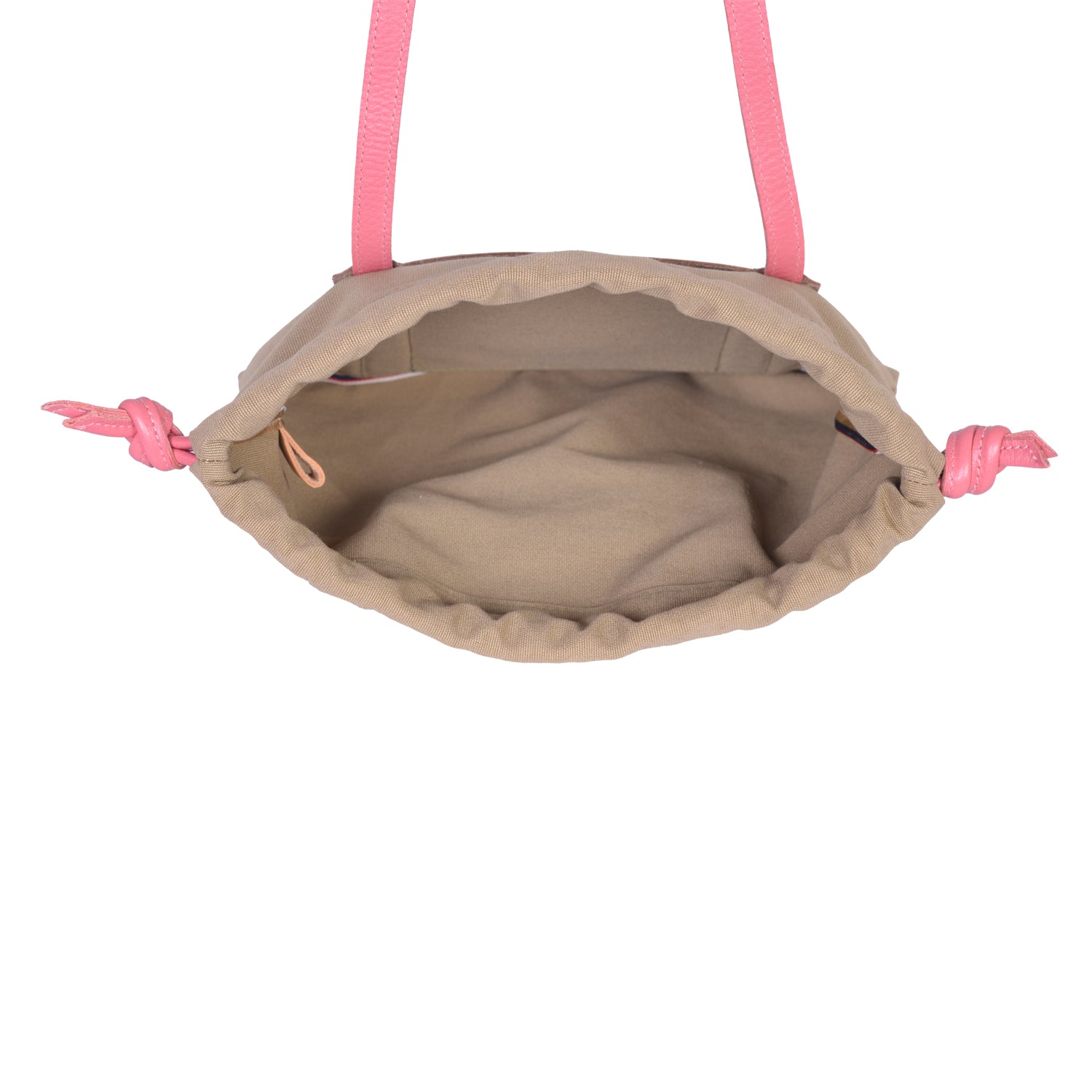 IL BISONTE  CASUAL WOMEN'S DRAWSTRING TOTE BAG IN BEIGE CANVAS