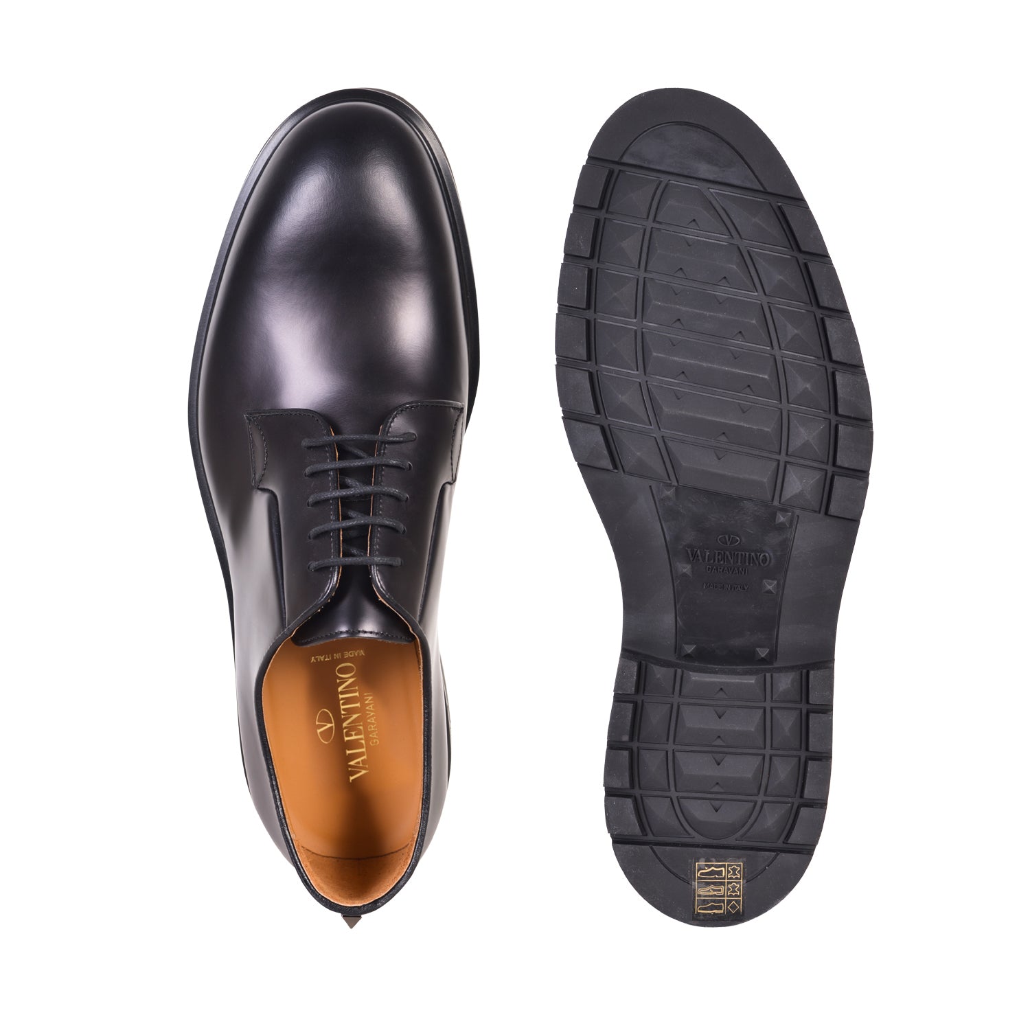 VALENTINO Black Derby Shoes with Applied Stud