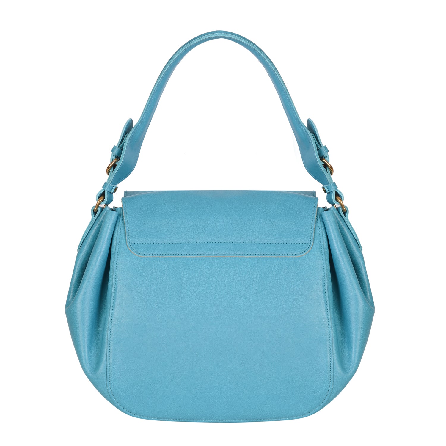 NEW IL BISONTE WOMEN'S CURLY COLLECTION SHOULDER BAG IN TURQUOISE LEATHER