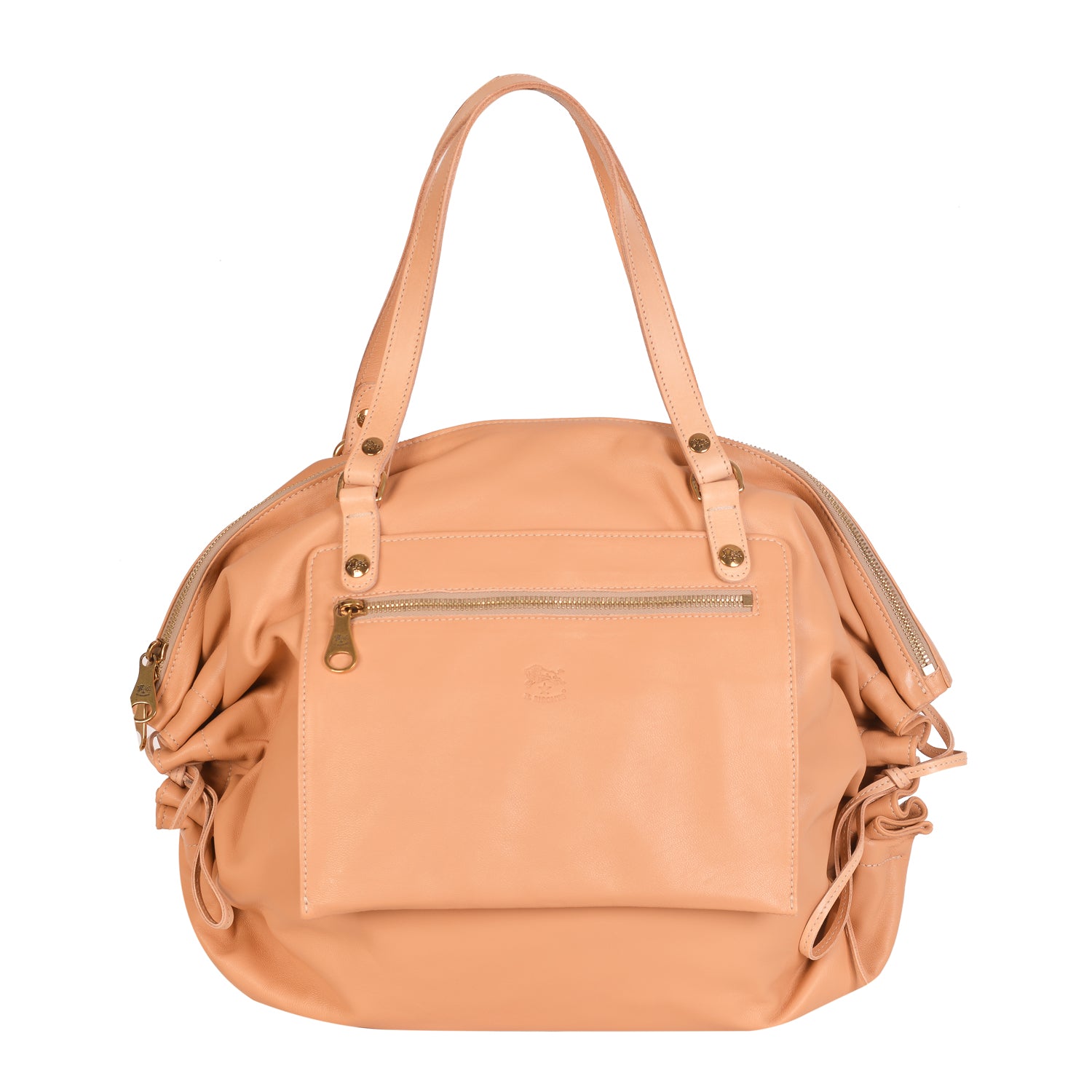 NEW IL BISONTE WOMEN'S CANDY COLLECTION SHOULDER BAG IN BEIGE LEATHER