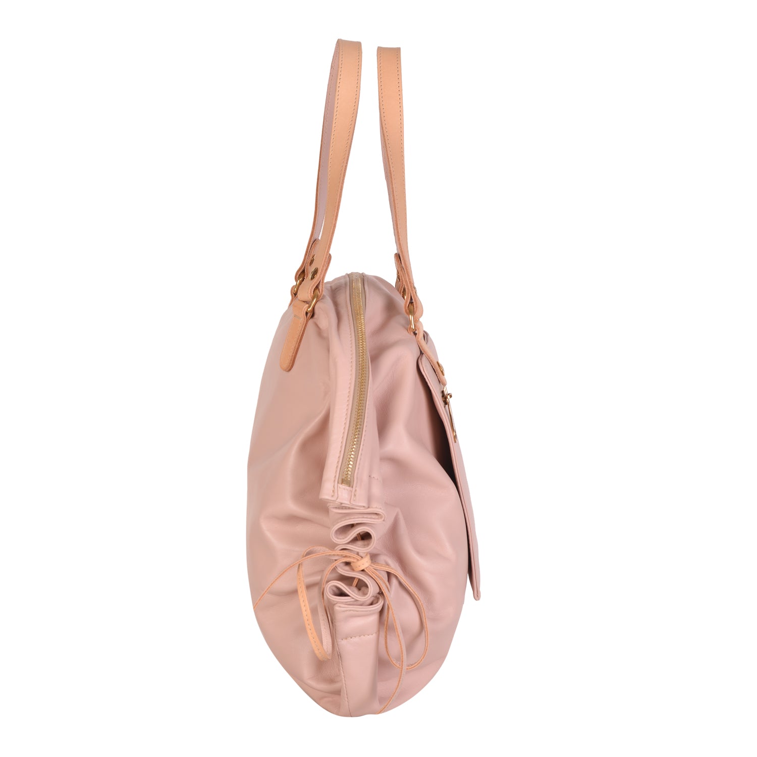 NEW IL BISONTE WOMEN'S CANDY COLLECTION SHOULDER BAG IN ROSE LEATHER
