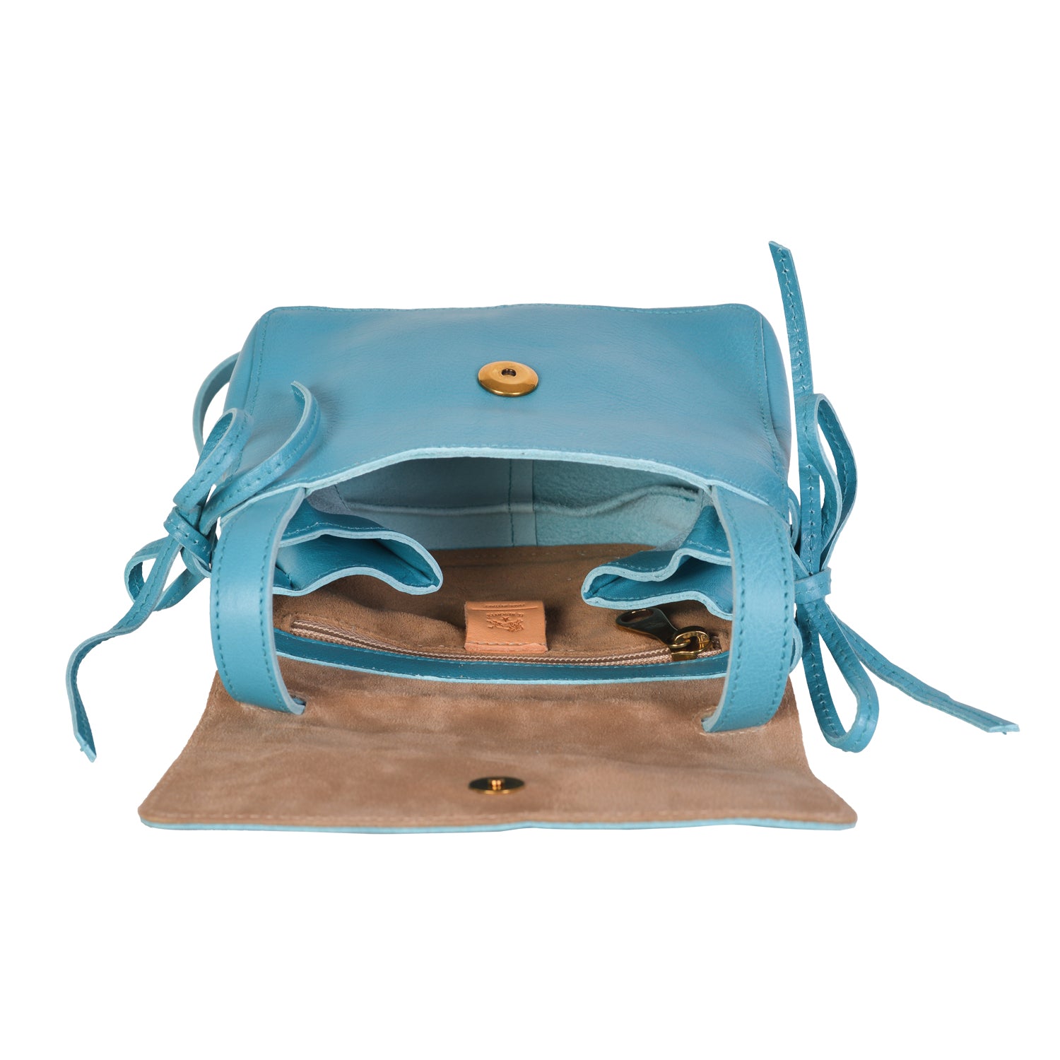 NEW IL BISONTE WOMEN'S SOFFIETTO COLLECTION CROSSBODY BAG IN TURQUOISE LEATHER