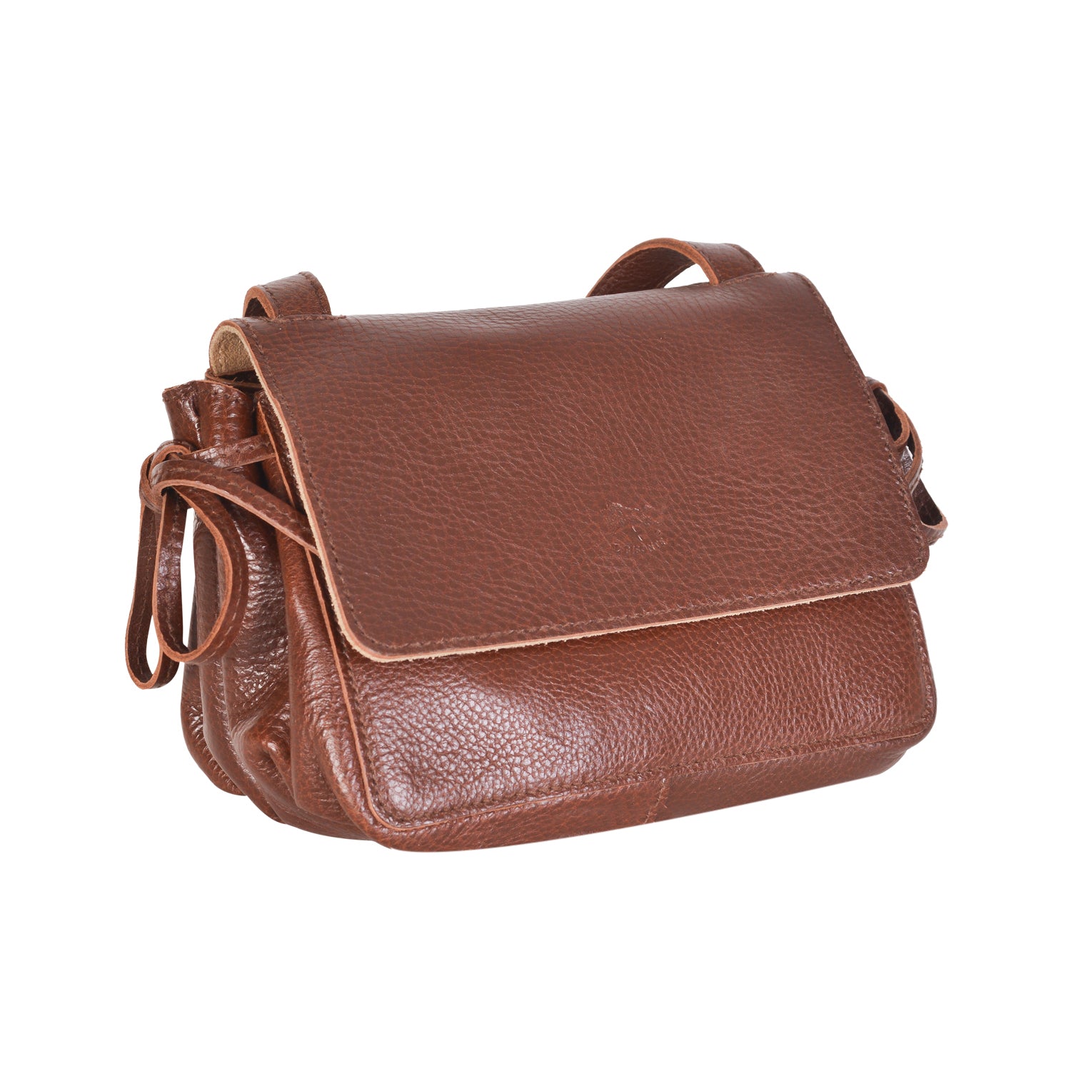 NEW IL BISONTE WOMEN'S SOFFIETTO COLLECTION CROSSBODY BAG IN BROWN LEATHER