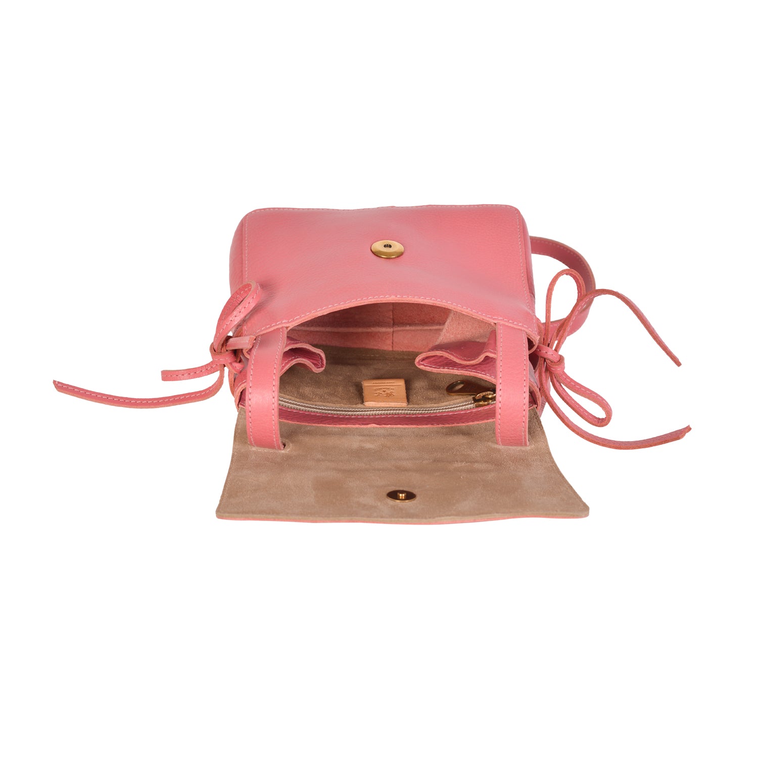 NEW IL BISONTE WOMEN'S SOFFIETTO COLLECTION CROSSBODY BAG IN PINK LEATHER