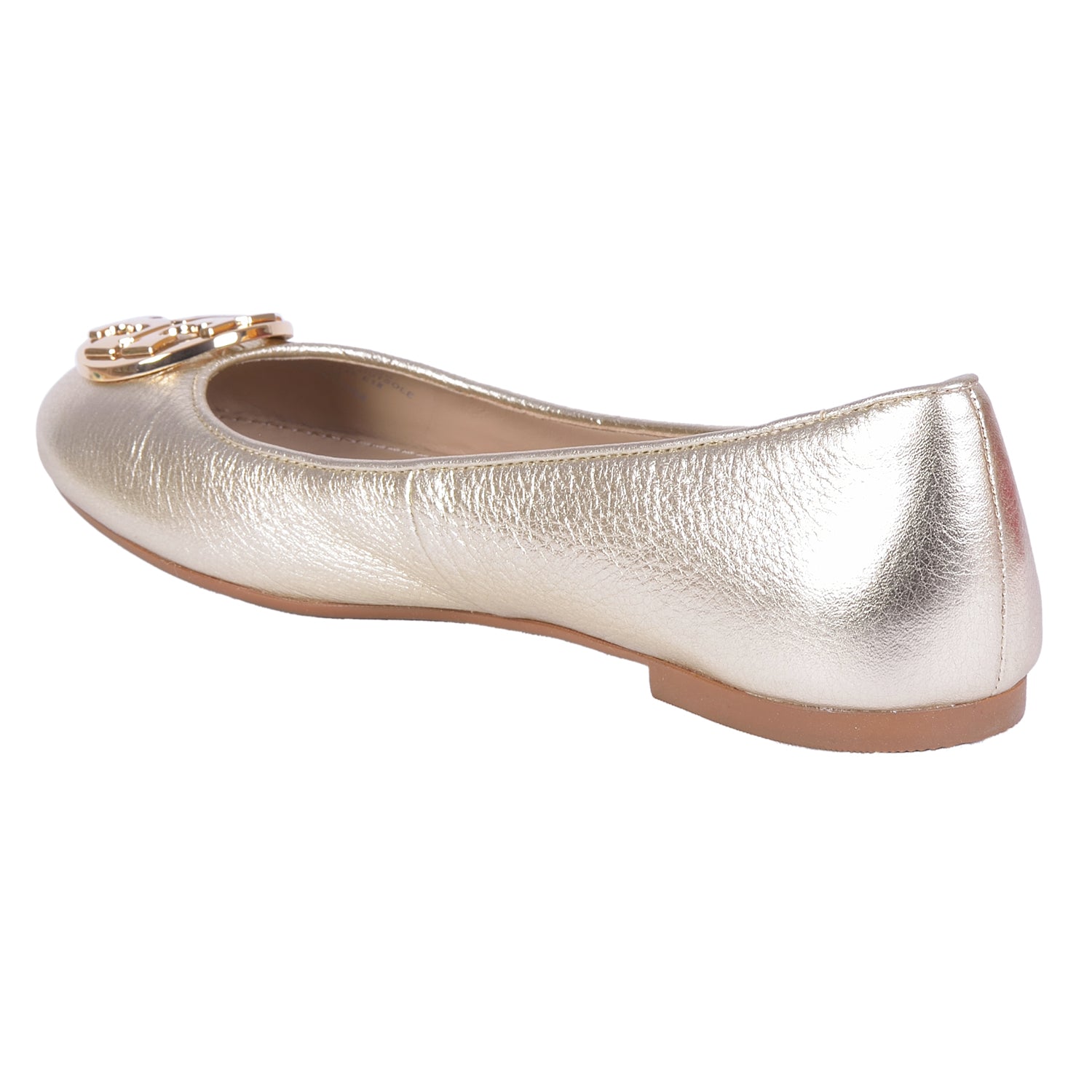 TORY BURCH CLAIRE BALLET TUMBLED LEATHER SPARK GOLD / GOLD