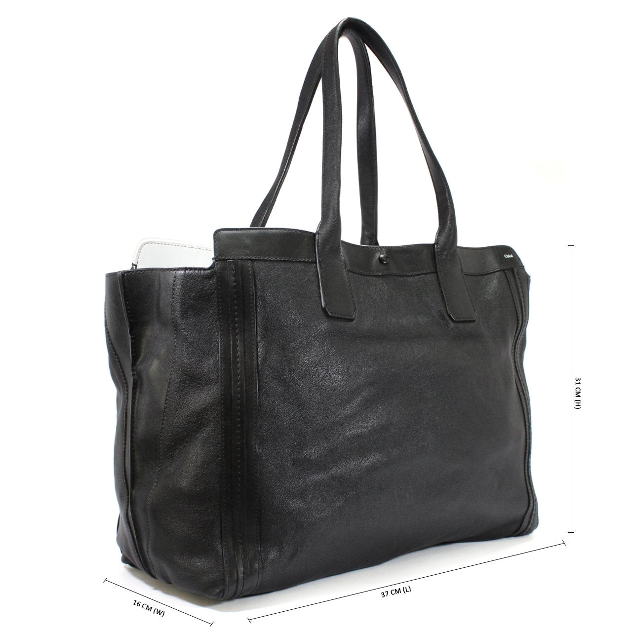 Chloe Alison Shopper Black Leather East/West Tote Bag