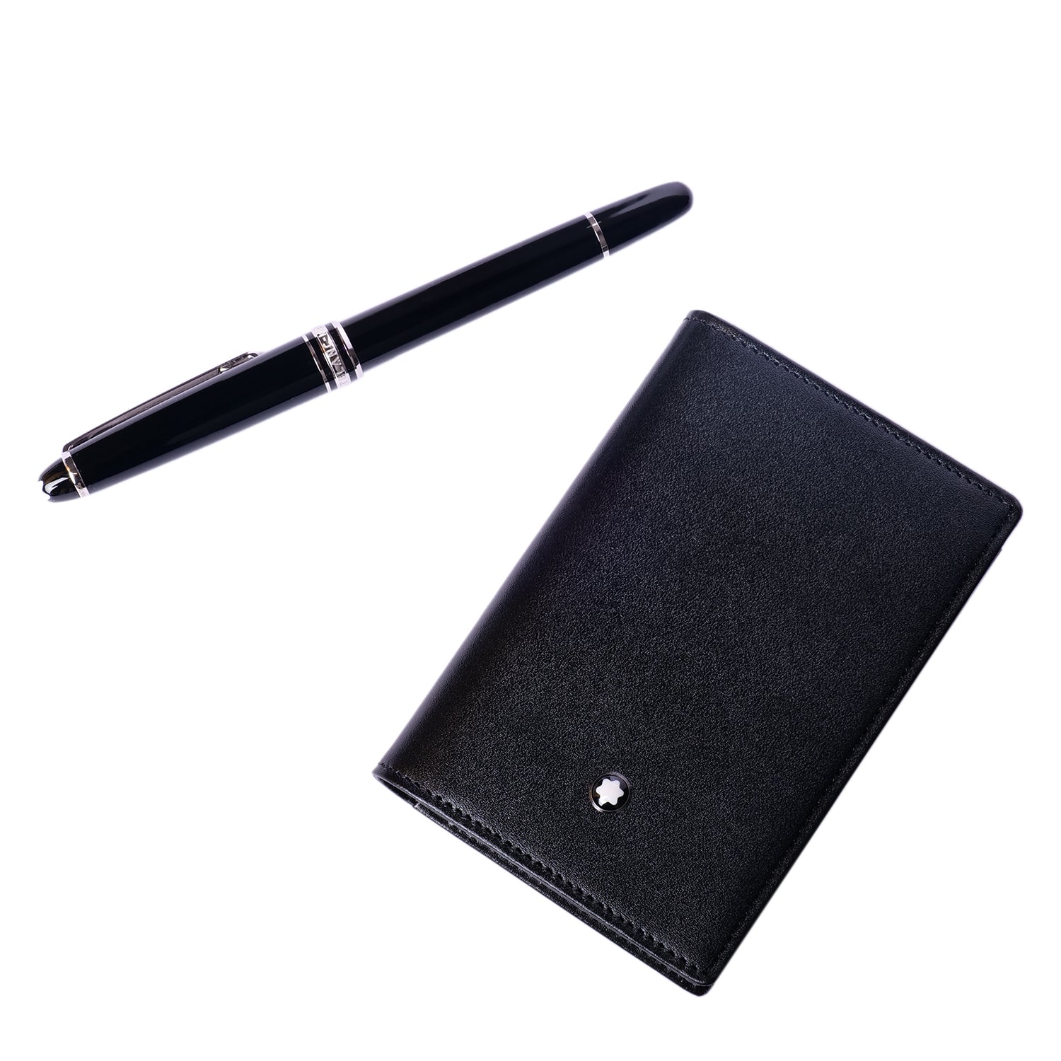 Mont Blanc Meisterstück Platinum-coated Classique Rollerball and Business Card Holder